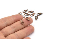 Vintage Copper Clasp, 50 Antique Copper Lobster Claw Clasps (12x6mm) P502 A0401