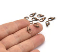 Vintage Copper Clasp, 50 Antique Copper Lobster Claw Clasps (12x6mm) P502 A0401