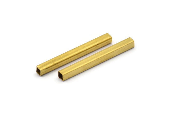 Geometric Brass Tube Beads, 25 Raw Brass Square Tubes (3x30mm) Bs 1616
