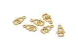Gold Hamsa Charm, 4 Gold Plated Hamsa Hand, Cubic Zircon, CZ Pave Hand Charm, Zircon Charm Pendants, Hand Of Fatima (7x12mm) SY0013