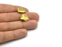 Brass Heart Charm, 10 Raw Brass 3d Heart Pendant, Charms, Findings (18x16mm) Brs 485 A0660