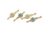 Gold Star Charm, 4 Gold Plated North Star, Cubic Zircon, CZ Pave North Star Charm, Zircon Charm Pendants (28x6mm) SY0007
