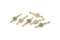 Gold Star Charm, 4 Gold Plated North Star, Cubic Zircon, CZ Pave North Star Charm, Zircon Charm Pendants (28x6mm) SY0007