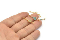 Gold Star Charm, 4 Gold Plated North Star, Cubic Zircon, CZ Pave North Star Charm, Zircon Charm Pendants (28x6mm) SY0007