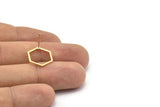 Gold Hexagon Earring, 6 Gold Plated Brass Hexagon Stud Earrings (14x0.90mm) A1637  A1713