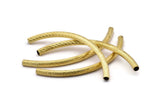 Raw Brass Tube, 4 Textured Raw Brass Curved Tube Pendant (7x120mm) Bs 1632