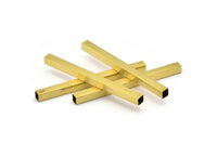 Brass Tube Beads, 6 Raw Brass Square Tubes (6x80mm) Bs 1621