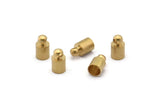 Brass Leather Clasp, 50 Raw Brass Barrel End With Loop - 5x9mm Leather Cord Ends Bs-1646