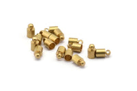 Brass Leather Clasp, 50 Raw Brass Barrel End With Loop - 5x9mm Leather Cord Ends Bs-1646