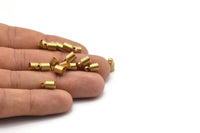 Brass Leather Clasp, 50 Raw Brass Barrel End With Loop - 5x9mm Leather Cord Ends Bs-1646