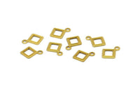 Brass Square Frame, 50 Raw Brass Square Frame Charms (7mm) Brs 115  A0641