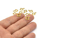 Brass Square Frame, 50 Raw Brass Square Frame Charms (7mm) Brs 115  A0641