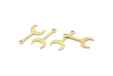 Brass Moon Charm, 24 Textured Raw Brass Crescent Charms With 1 Loop (20x9x0.80mm) M02242