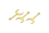 Brass Moon Charm, 24 Textured Raw Brass Crescent Charms With 1 Loop (20x9x0.80mm) M02242