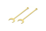 Brass Moon Charm, 24 Textured Raw Brass Crescent Charms With 1 Loop (40x9x0.80mm) M02241