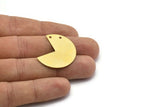 Raw Brass Pendant, 10 Raw Brass Three Quarters Stamping Blank Pendant with 2 Holes (30x25x0.80mm) B0052