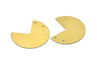 Raw Brass Pendant, 10 Raw Brass Three Quarters Stamping Blank Pendant with 2 Holes (30x25x0.80mm) B0052