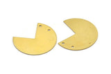 Raw Brass Pendant, 10 Raw Brass Three Quarters Stamping Blank Pendant with 2 Holes (30x25x0.80mm) B0052