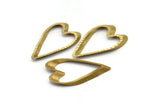 Heart Cutout Connector, 20 Raw Brass Textured Heart Findings (24.5x13.5mm) D0325