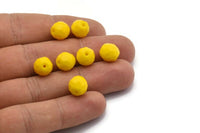 10 Vintage Glass Faceted Yellow Beads  ( 10 Mm ) Cv21 CF20