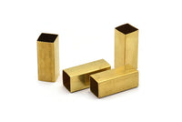 Raw Brass Tube Bead, 12 Huge Raw Brass Square Tubes  (12x30mm) Bs 1519