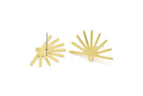 Brass Sun Earring, 10 Raw Brass Sun Stud Earrings With 1 Loop  (25x16x0.70mm) M01391 A2401