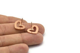 Rose Gold Heart Earring, 4 Rose Gold Plated Brass Heart Stud Earrings (16x14x1mm) M863 A2239 Q1088