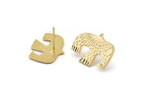 Gold Eagle Earring, 2 Gold Plated Brass Eagle Stud Earrings (15x19x1mm) N1607