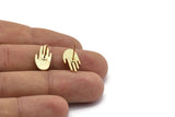 Gold Hand Earring, 4 Gold Plated Brass Hand Stud Earrings (16x8x1mm) N1606