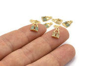 Gold Lock Charm, 4 Gold Plated Lock, Cubic Zircon, CZ Pave Lock Charm, Zircon Charm Pendants (7x10mm) SY0019