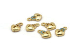 Gold Heart Charm, 4 Gold Plated Heart Key, Cubic Zircon, CZ Pave Heart Charm, Zircon Charm Pendants (7x11mm) SY0016