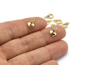 Gold Heart Charm, 4 Gold Plated Heart Key, Cubic Zircon, CZ Pave Heart Charm, Zircon Charm Pendants (7x11mm) SY0016