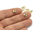 Gold Heart Charm, 4 Gold Plated Heart Key, Cubic Zircon, CZ Pave Heart Charm, Zircon Charm Pendants (7x11mm) SY0016