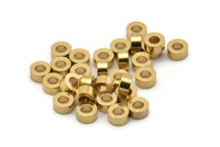100 Pcs Raw BrassRondelle Beads (6x3mm)  A0435