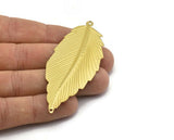 Leaf Necklace Pendant, 6 Raw Brass Leaf Pendant With 2 Holes (75x31mm) C031