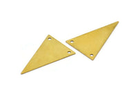 Brass Triangle Char, 25 Raw Brass Triangle Charms 2 Holes (25x16mm)  A0043