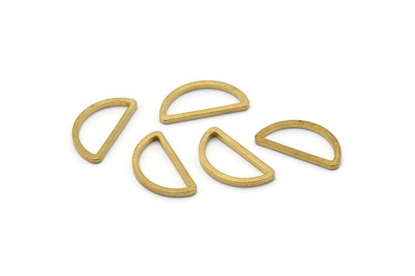 Brass Half Moon - 50 Raw Brass Semi Circle Connectors (8x15x1mm) D0022