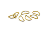 Brass Half Moon - 50 Raw Brass Semi Circle Connectors (8x15x1mm) D0022