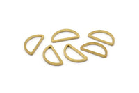 Brass Half Moon - 50 Raw Brass Semi Circle Connectors (8x15x1mm) D0022