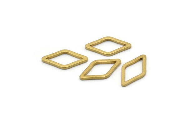 Brass Diamond Charm, 50 Raw Brass Open Diamond Ring Charms (7.5x14x1mm) D0030
