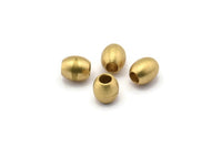20 Pcs Raw Brass Oval Industrial Findings, Spacer Beads (6x5 Mm) D0024