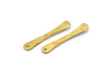 Brass Hammered Connector, 12 Raw Brass Hammered Connectors With 2 Holes (29.5x5x2.1mm) D0080