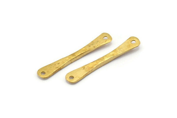 Brass Hammered Connector, 12 Raw Brass Hammered Connectors With 2 Holes (29.5x5x2.1mm) D0080