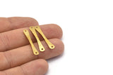 Brass Hammered Connector, 12 Raw Brass Hammered Connectors With 2 Holes (29.5x5x2.1mm) D0080