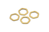 Brass Hexagon Ring, 12 Raw Brass Hexagon Charms, Rings (14x2x1.2mm) D0082