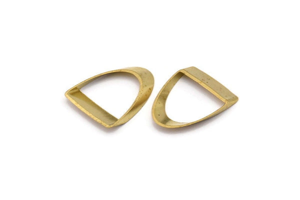Brass Half Circle - 24 Raw Brass Semi Circle Thick Cut Connectors (8x16x0.4x2x20mm) D0087