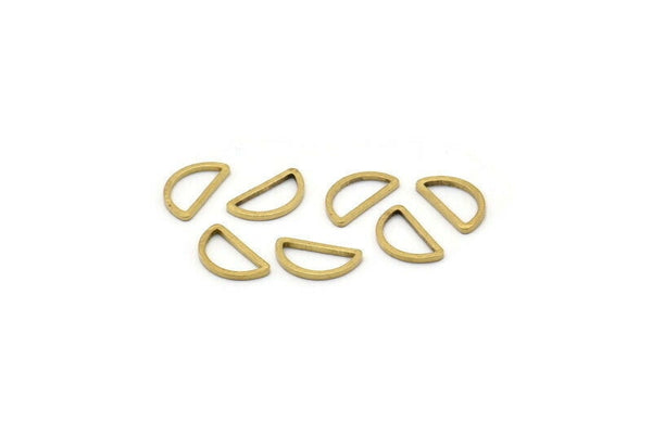 Brass Half Moon - 50 Raw Brass Open Semi Circle Connectors (6x11x0.8mm) D0007