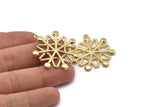 Brass Snowflake Charm, Raw Brass Snowflake Shaped Charm With 1 Loop, Pendants (35x33x2.5mm) N1635