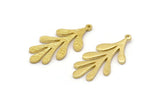 Brass Leaf Charm, 4 Raw Brass Leaf Charms With 1 Loop, Pendants, Earrings (33x15x1.5mm) N1634