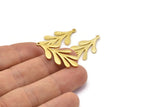 Brass Leaf Charm, 4 Raw Brass Leaf Charms With 1 Loop, Pendants, Earrings (33x15x1.5mm) N1634